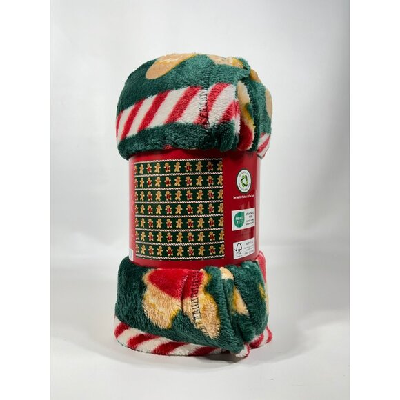 Holiday Time Gingerbread Velvet Christmas Plush Throw Blanket 50" x 60" - Picture 4 of 9